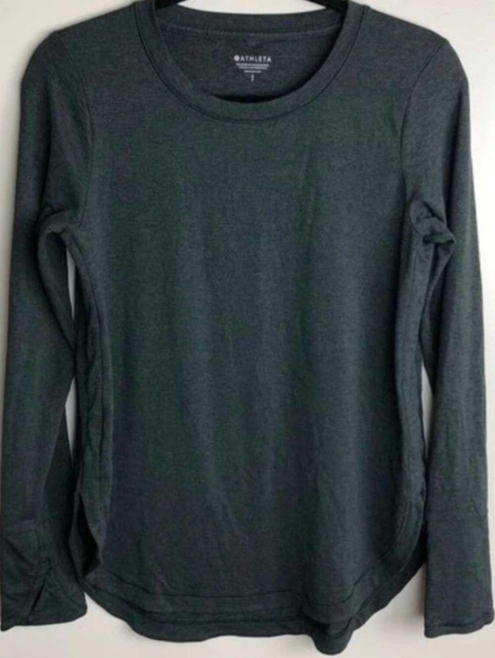 Athleta Uptempo Top Charcoal Heather Long Sleeve Athletic Shirt Women's Medium‎ - Picture 4 of 9